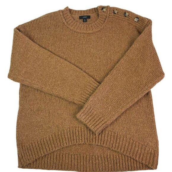 J Crew Pullover Sweater M Brown Wool Alpaca Oversized Chunky cabincore - Picture 4 of 14